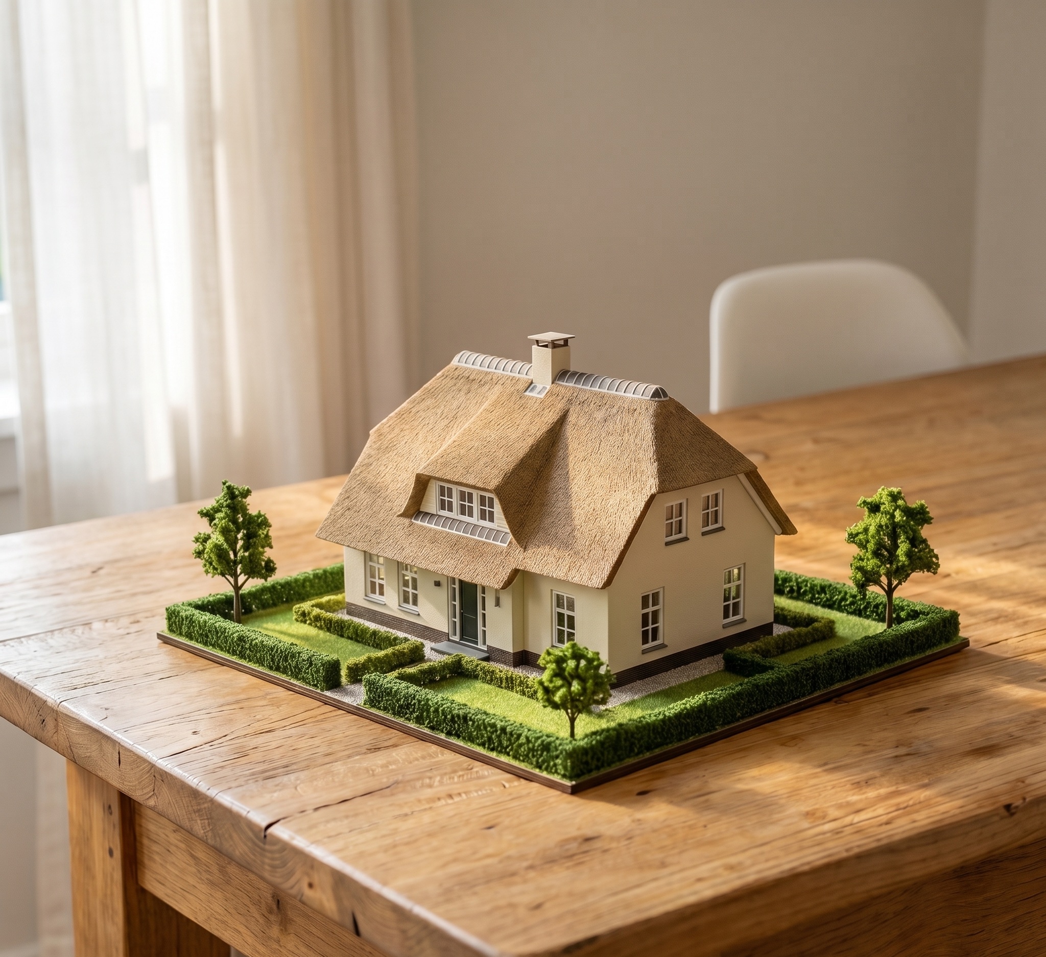 De handgemaakte maquette van de oude woning